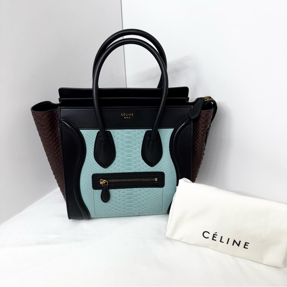 Celine Multicolor Leather And Python Luggage Bag - image 3